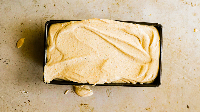 Pumpkin ice cream base in tin