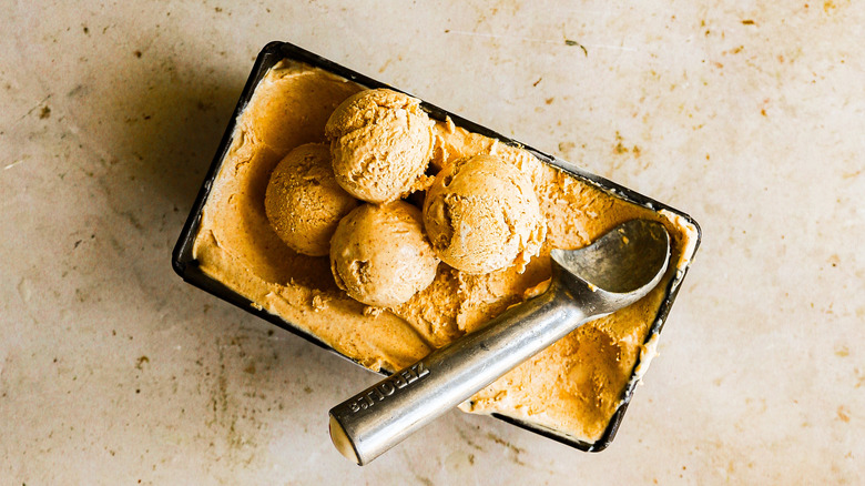 Scoops of pumpkin ice cream