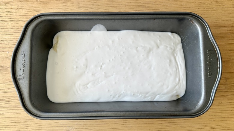 coconut mixture in loaf pan