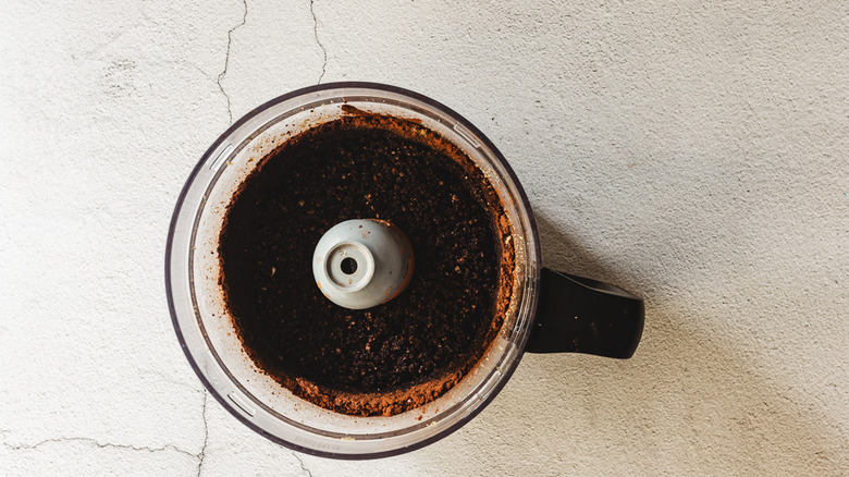 brown mixture in food processor