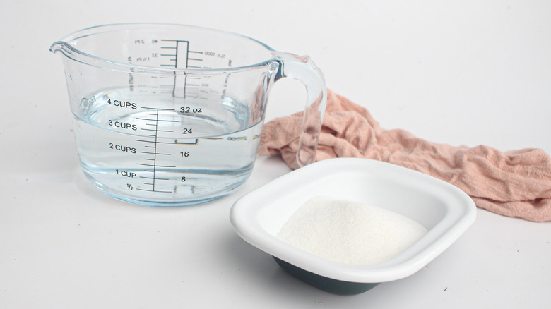 Sugar and water measured out