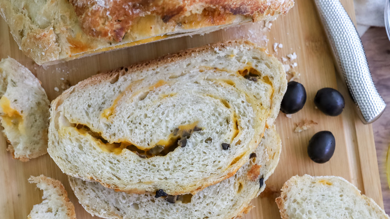 sliced olive cheese bread