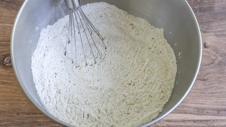 dry ingredients whisked in a bowl