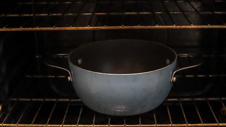 Dutch oven heating in an oven