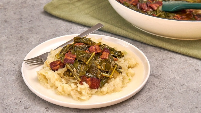 mashed turnips with turnip greens