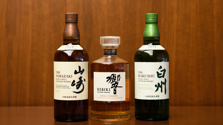 Several bottles of Yamazaki whisky