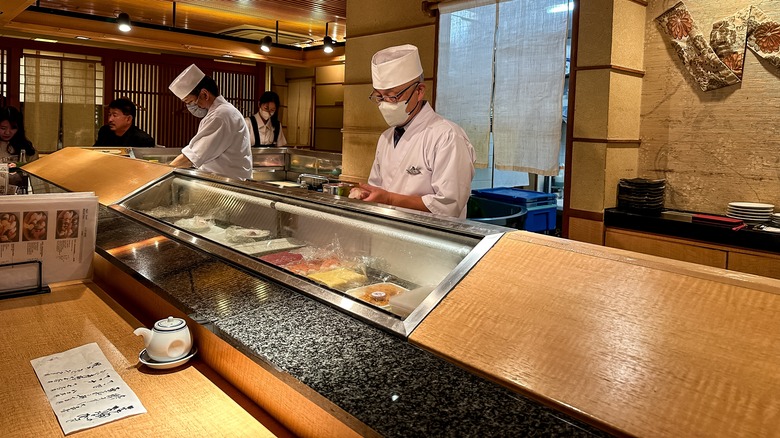 Japanese sushi counter