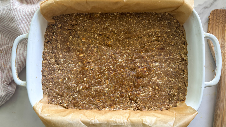 oat mixture in pan