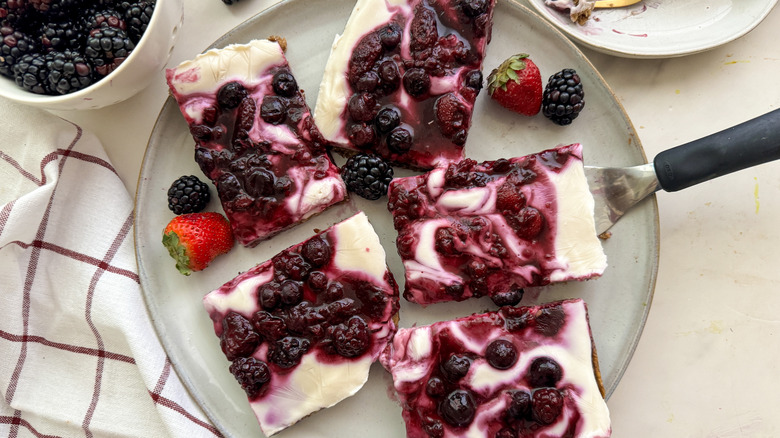 berry yogurt bars on plate