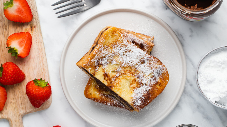 Nutella French toast on plate 