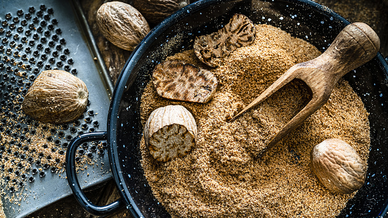 pan of freshly grated nutmeg