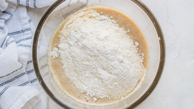 flour in cake batter