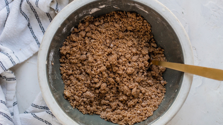 sugary crumbles in bowl