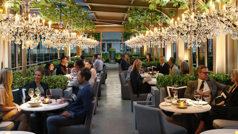 dining room at RH rooftop restaurant