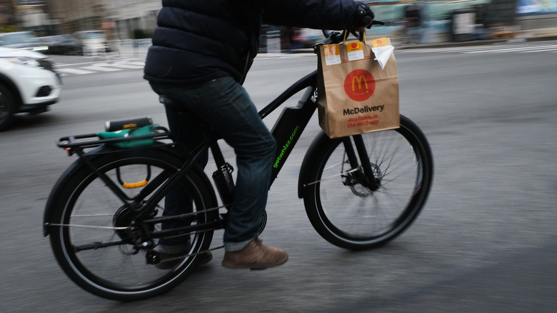 Delivery driver on a bicycle