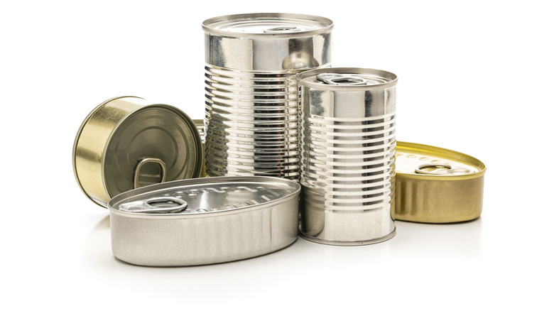 Multiple cans and tins