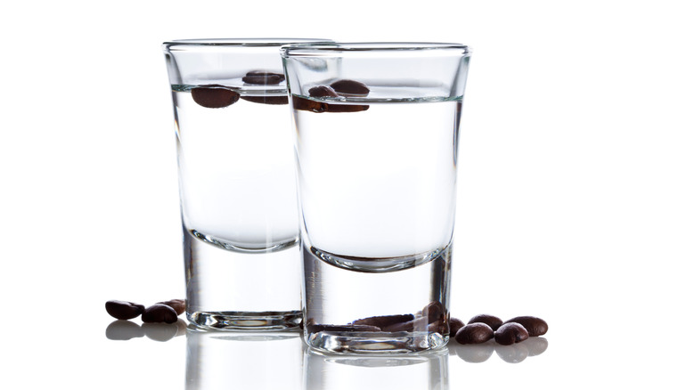 Sambuca with coffee beans