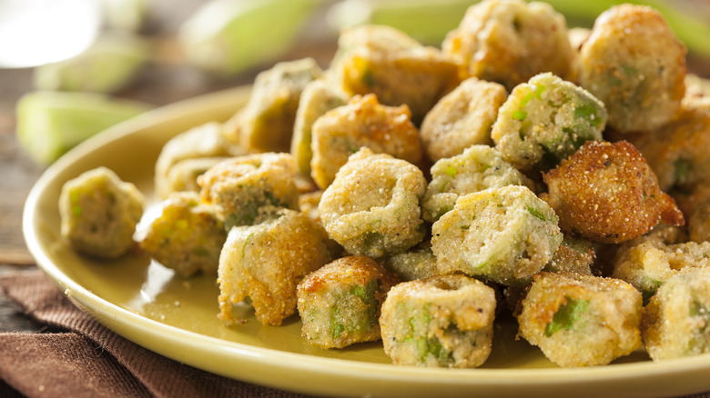 plate of fried okra