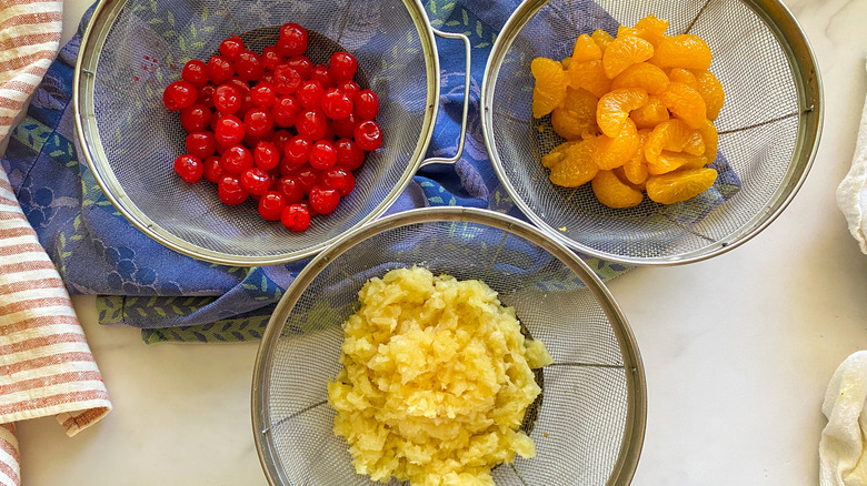 fruit in colanders