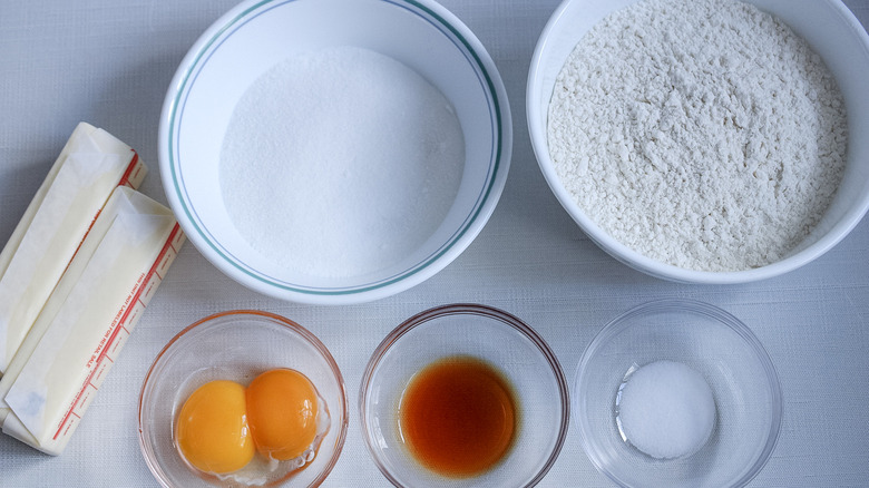 butter cookie ingredients on counter 