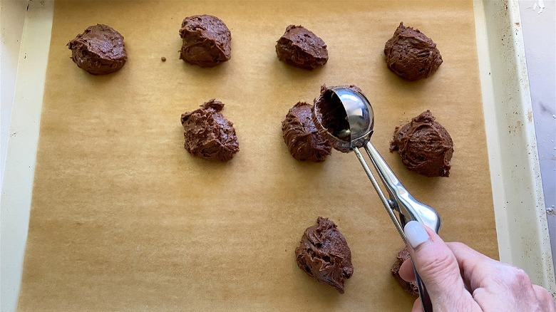 batter distributed on baking sheet