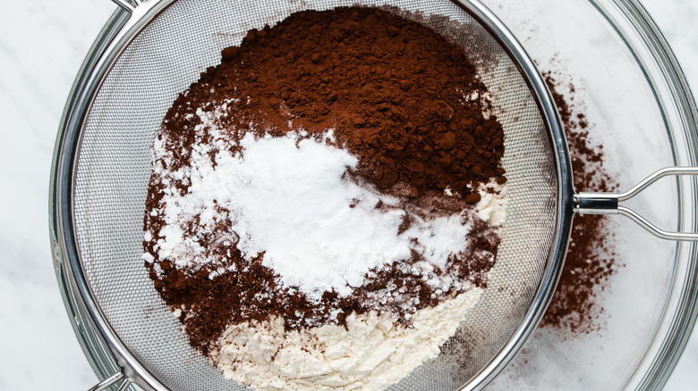 cooca powder in a sifter 