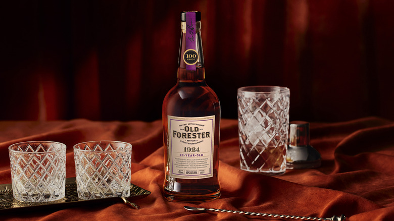 Old Forester 1924 bottle and glasses