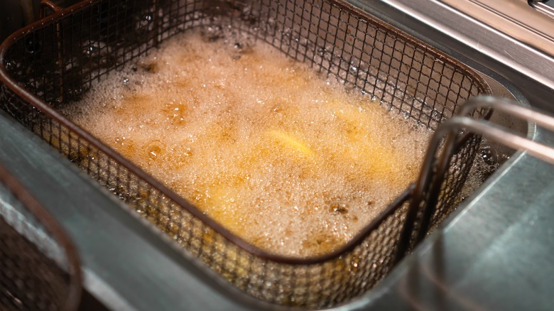 fryer with bubbling hot oil