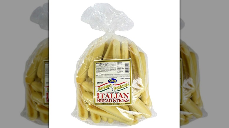 plastic bag of Italian breadsticks