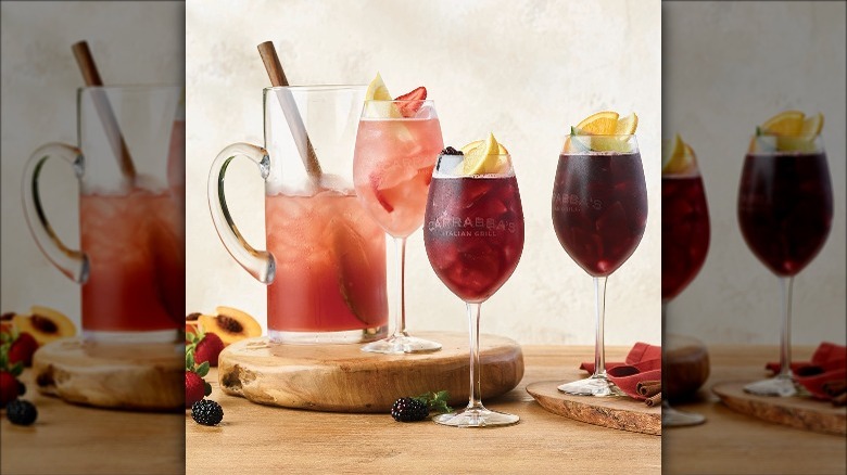 Carrabba's sangria in pitcher and glasses