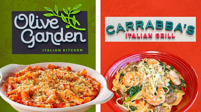 Olive Garden and Carrabba's Dishes with the logos