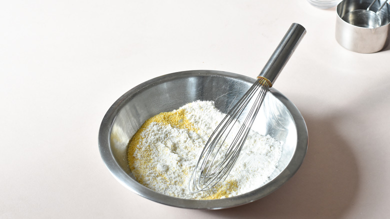 combining dry ingredients bowl