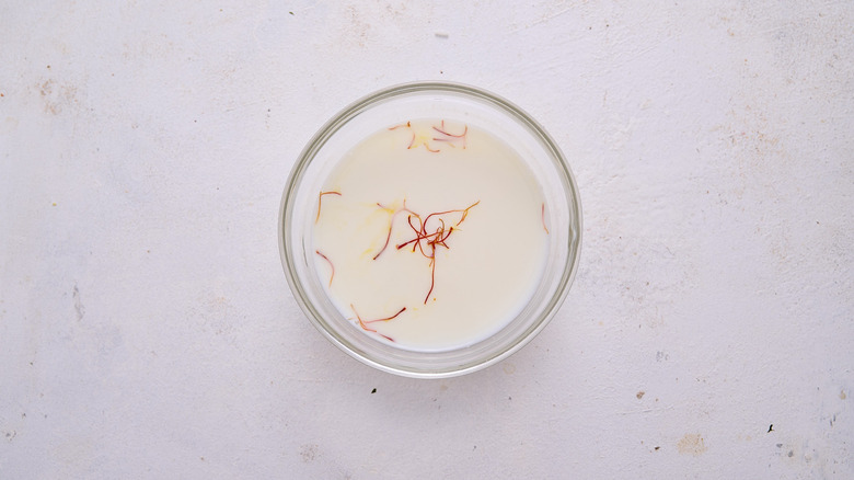 blooming saffron in milk