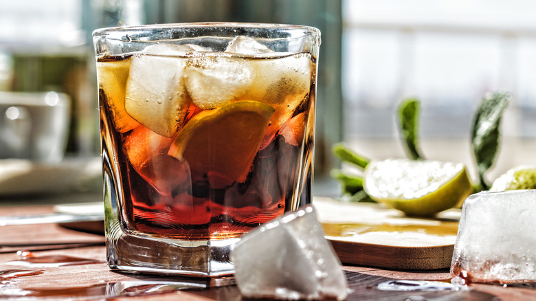 Bourbon and Coke in glass