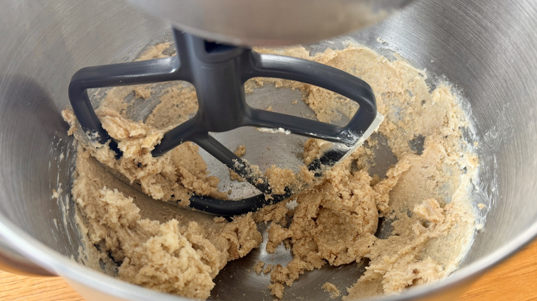 Butter and sugar in mixing bowl