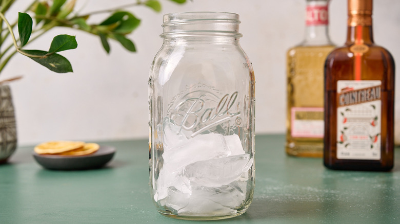 cocktail shaker filled with ice