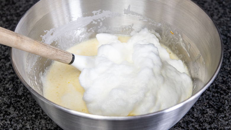 Folding egg whites into the batter