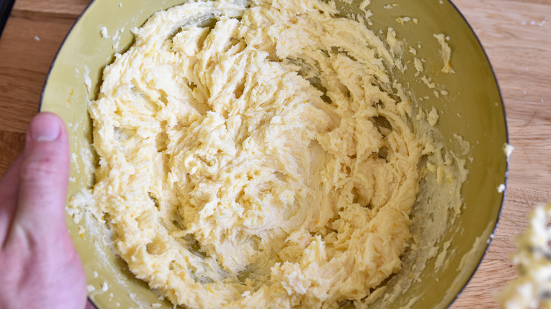 mixing dry ingredients into dough