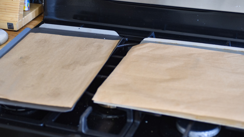 lining baking sheets with parchment