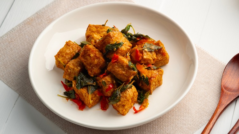 orange stir fried tofu dish