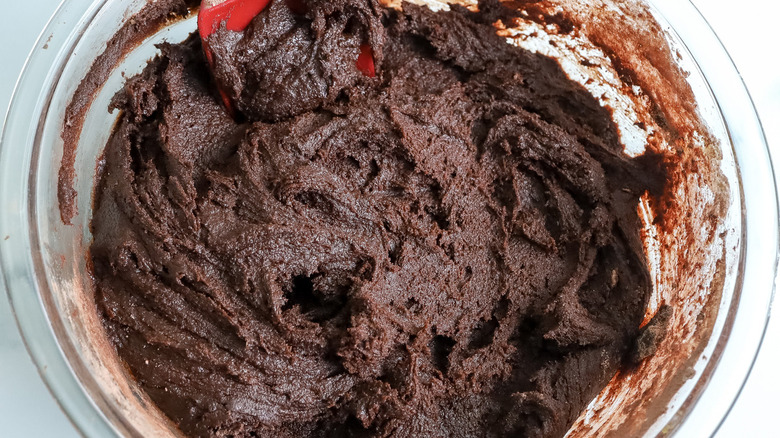 chocolate batter in bowl