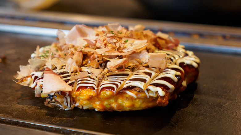 Osaka okonomiyaki on grill