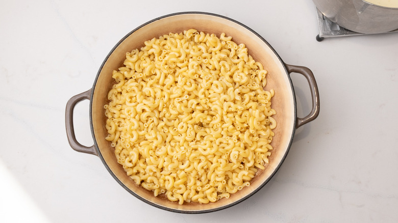 Macaroni in oven-proof dish