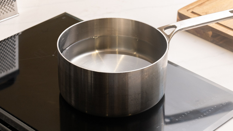 Pot of water boiling on stove