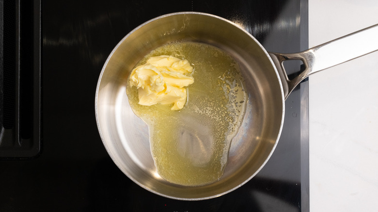 Butter melting in a pan