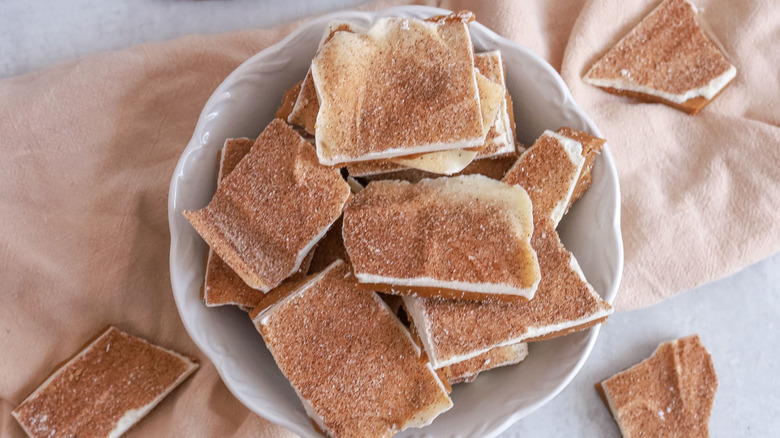 Churro toffee pieces on plate