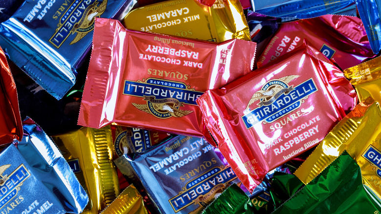 colorful ghirardelli chocolate sqaures