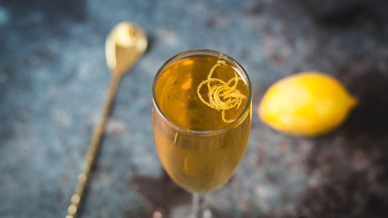 French 75 with lemon peels