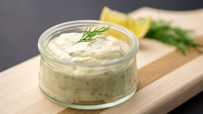 Ramekin of tartar sauce