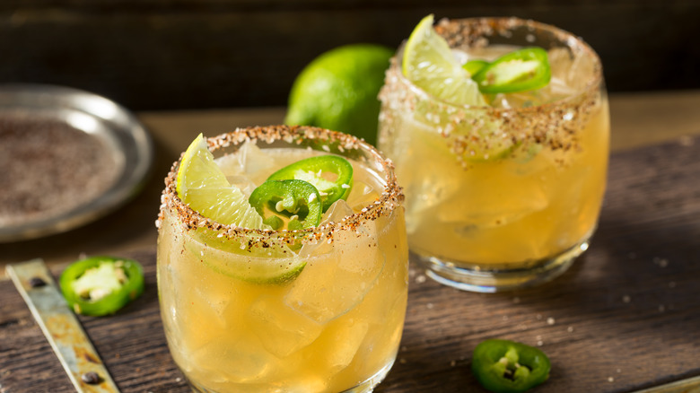 Jalapeno margaritas on wood